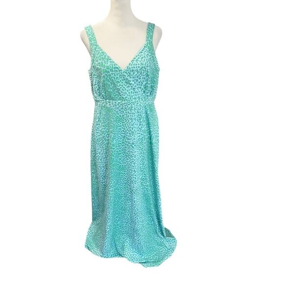 NEW J. McLaughlin Karla Maxi Dress Cheetah Print Green Blue Catalina Cloth L NWT - Picture 2 of 7